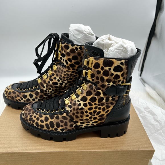 Christian Louboutin | Cheetah-Print Calf Hair Combat Boots - Picture 7 of 16